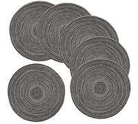 Alnicov Juego de 6 manteles individuales redondos de 15 pulgadas, de algodón de ratán tejido resistente al calor, para mesa de comedor, vacaciones, Navidad, cocina, mesa (gris oscuro)