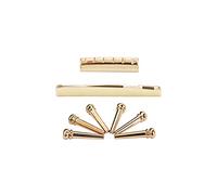 Alnicov Juego de 6 pasadores de puente de latón dorado con tuerca de sillín para 6 cuerdas de repuesto de guitarra acústica