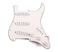 Alnicov Juego de pastillas de 3 capas SSS precableado con placa trasera compatible con guitarras eléctricas Strat, color blanco