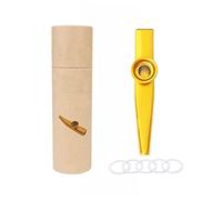 Alnicov Kazoo de metal, aleación de aluminio con 5 diafragmas de flauta Kazoo y una hermosa caja para instrumentos musicales, ukelele, guitarra, compañeros (dorado)