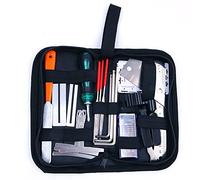 Alnicov Kit de herramientas de reparación de guitarra,kit de configuración de guitarra de 25 piezas,incluye herramienta de medición de medidor de regla de cuerda,herramientade basculante de traste
