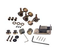 Alnicov Kits combinados de bronce para puente de sillín, clavijas de afinación, perillas de control, cerraduras de correa, llaves, tornillos, arandelas para guitarra de 3 cuerdas