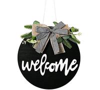 Alnicov Letrero de bienvenida para puerta delantera de bienvenida, letrero de madera para porche de granja