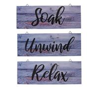 Alnicov Letrero de pared de madera de 3 piezas decoración de pared de baño decoración de pared de baño relajación, renovación, letreros de pared de madera vintage para decoración del hogar, baño,