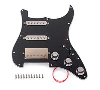 Alnicov Loaded Prewired Pickguard Set SSH Alnico V Single Coil Humbucker Pickups, para Fender Strat ST Reemplazo de guitarra eléctrica, Negro