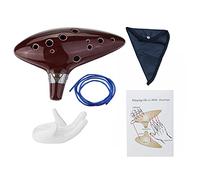 Alnicov Ocarina de 12 agujeros Alto C con soporte de exhibición de guía de inicio y bolsa protectora, color marrón