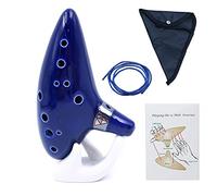 Alnicov Ocarina de 12 agujeros Alto C con soporte de exhibición de guía de inicio y bolsa protectora, color azul