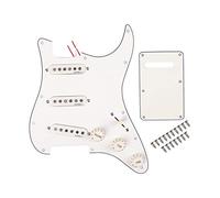 Alnicov Pastillas de bobina simple para guitarra de 11 agujeros, preinstalado, SSS Pickguard Scratch Plate Set con cubierta trasera para piezas de guitarra Strat Stratocaster, 3 capas, color blanco