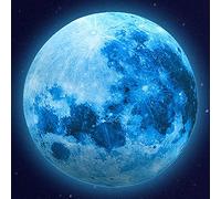 Alnicov Pegatinas de pared con luna luminosa de 30 cm, para dormitorio, sala de estar, cumpleaños, decoración azul
