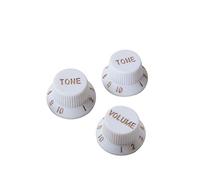 Alnicov Perillas de control de guitarra de 1 volumen y 2 tonos, se adapta a pomos métricos compatibles con piezas de guitarra eléctrica Fdstrat Stratocaster Style (blanco)