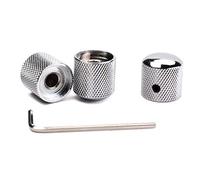 Alnicov Perillas de control de guitarra de precisión con 1/4 pulgadas (6,0mm) de diámetro - Juego de 3 pomos de cúpula de potenciómetro moleteado - cromo