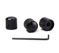 Alnicov Perillas de control de precisión para guitarra con 6,0 mm de diámetro, juego de 3 pomos de potenciómetro moleteados (negro).