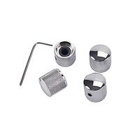 Alnicov Perillas de control de velocidad de guitarra Perillas de tono de domo de tono de volumen de metal con llaves Allen Juego de tornillos para bajo de guitarra eléctrica, paquete de 4 cromados