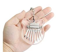 Alnicov Piano de pulgar Kalimba de 8 teclas, piano de dedo acrílico transparente Super MiNi con cordón, adecuado para principiantes en cumpleaños, Navidad y otras ocasiones (forma de oreja de oso)