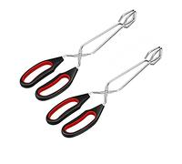 Alnicov Pinzas de tijera, 2 piezas de acero inoxidable para barbacoa de cocina con mango de silicona, pinzas para asar a la parrilla, pinzas para hornear, pan y alimentos, 25,5 cm