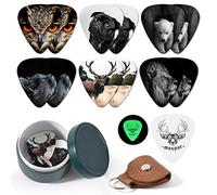 Alnicov Púas de Guitarra, 13 púas de Guitarra de celuloide de Calibre Medio con una Caja y Soporte para púas, Guitarras Bajas, eléctricas y acústicas