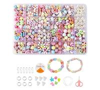 Alnicov Pulsera de plástico Colorida Juego de Cuentas de Bricolaje Kit de Cuentas de joyería para Hacer Pulseras Collares artesanías