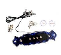 Alnicov Recogida magnética de agujero de sonido con botones de volumen de tono para guitarras eléctricas acústicas folk de 4 cuerdas concha perla azul