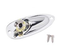 Alnicov Salida de entrada de barco Jack Plate Socket con tornillos para Fender Strat Guitar Plata
