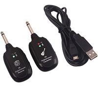 Alnicov Sistema inalámbrico de guitarra con transmisor y receptor de guitarra digital recargable de 2.4 GHz de 4 canales para guitarra eléctrica, bajo, violín, rango de transmisión de 300 pies (negro)