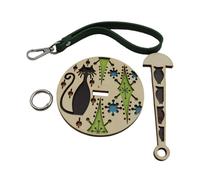 Alnicov Soporte de Hilo de muñeca de Ganchillo de Madera para Ganchillo con Pulsera de Cuero, portátil para Evitar enredos de Hilo para Tejer y Suministros de Tejido de Ganchillo (Gato)