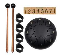 Alnicov Tambor de lengua de acero, kit de puntuación de música de tambor de lengua de 6 pulgadas para niños, actividades preescolares, instrumento de tambor, tambor de lengua de acero (negro)