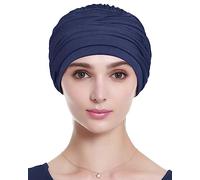 Alnorm Gorro de quimioterapia, sombrero de viscosa para mujer, turbante para mujer, Azul marino, Talla única