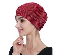 Alnorm Pliegues Turbante Elegante Pañuelos Regalos Chemo Tocado para las Mujeres, borgoña, Talla única