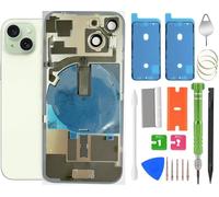 ALOCHSHOW Repuesto de cristal trasero de 15 pulgadas con cable flexible de carga inalámbrica, marco de cámara, todas las piezas para iPhone 15 (6.1 pulgadas), repuesto de cristal trasero con kit y
