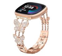 Alociaga Correa de metal brillante, compatible con Fitbit Versa 4/Sense 2/Versa 3/Sense, correa de repuesto para reloj inteligente Fitbit (oro rosa)