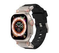 Alociaga Correa deportiva para Apple Watch Ultra 2/Apple Watch Ultra de 49 mm, 45 mm, 44 mm, 42 mm, para hombre, correa de goma de silicona líquida duradera con conector de metal, iWatch Ultra 9 8 7 6