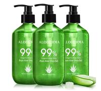 Aloderma 99% gel de aloe vera orgnico hecho dentro de las 12 horas posteriores a la cosecha - botella de bomba - gel de aloe liviano para la cara y