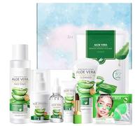 Aloe Vera Skincare Kit, Pack Hidratante para la Piel Mujer, Set de Regalo para Mujer, Aloe Vera Gel, Pintalabios, Serum, Cream