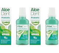 AloeDent Dentífrico Probiótico 75ml & Enjuague Bucal 250ml - Equilibra el Microbioma Oral, Probiótico Bucal Natural con Aloe Vera & Xilitol, Sin Flúor, Sin SLS, Vegano (Paquete de 2)