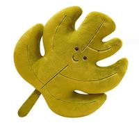 ALOEU Almohada de felpa de hojas kawaii de arce ginkgo verde con hojas verdes, cojín suave para decoración del sofá del hogar