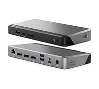 ALOGIC Triple 4K Display Universal Docking Station DX3 con 100W PD para Mac y Windows, 3x4K@60Hz DisplayPort, 1xUSB-C 10G (Carga rápida), 3xUSB-A 5G, Audio, Ethernet, Lector de Tarjetas Micro/SD