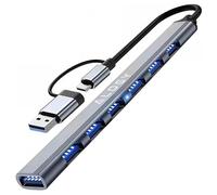 Alogy HUB 7 en 1 Estación de acoplamiento USB C, USB A, 3.0 a 7x USB-A (1 x 3.0 + 6 x 2.0) Adaptador multipuerto USB-C para MacBook/Dell/HP/Surface/Lenovo para portátil