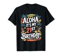 Aloha 21 cumpleaños Hawaii Tropical Hawaiian Luau Party Camiseta