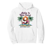 Aloha a Nueve años: Regalo de Hawái para el 9º cumpleaños Sudadera con Capucha, Unisex para Adultos, Blanco, L