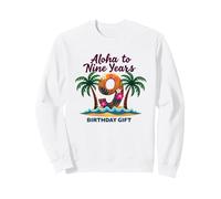 Aloha a Nueve años: Regalo de Hawái para el 9º cumpleaños Sudadera, Unisex para Adultos, Blanco, XXL