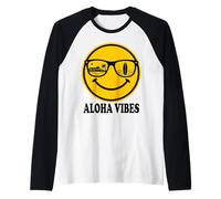 Aloha Beach Sonrisa Cara Hawaii Surf Océano Verano Isla Vibes Camiseta Manga Raglan