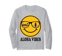 Aloha Beach Sonrisa Cara Hawaii Surf Océano Verano Isla Vibes Manga Larga