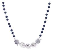 Aloha Collar de mujer con tréboles perlien negros, amuleto de la suerte, idea de regalo, de acero, ajustable, TU, Acero inoxidable, Beads