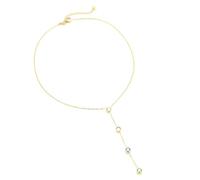 Aloha Collar de mujer dorado con colgante largo 10 cm y circonitas de colores, collar elegante minimalista estilo retro, 44+5 cm