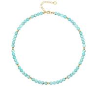 Aloha Collar de mujer y niña dorada con piedras turquesas 4 mm - Collar elegante con detalle de color, largo 38 + 5 cm