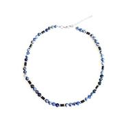 Aloha Collar para hombre y mujer, piedras naturales de varios colores y piedra natural volcánica con cadena de acero 46 cm, idea regalo joyas hombre mujer, T.U., Acero inoxidable, No es una piedra