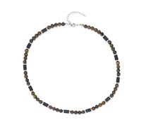 Aloha Collar para hombre y mujer, piedras naturales de varios colores y piedra natural volcánica con cadena de acero 46 cm, idea regalo joyas hombre mujer, T.U., Acero inoxidable, No es una piedra