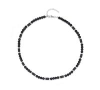 Aloha Collar para hombre y mujer, piedras naturales de varios colores y piedra natural volcánica con cadena de acero 46 cm, idea regalo joyas hombre mujer, T.U., Acero inoxidable, No es una piedra