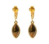 Aloha Earrings Pendientes colgantes con clip en forma de marquesa en tono dorado sin perforación, One Size, Metal, Sin piedra preciosa