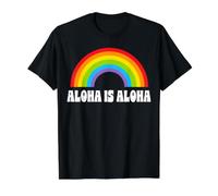 Aloha es Aloha Rainbow Pride Hawaii Island Love Camiseta gráfica económica, Hombre, Negro, M